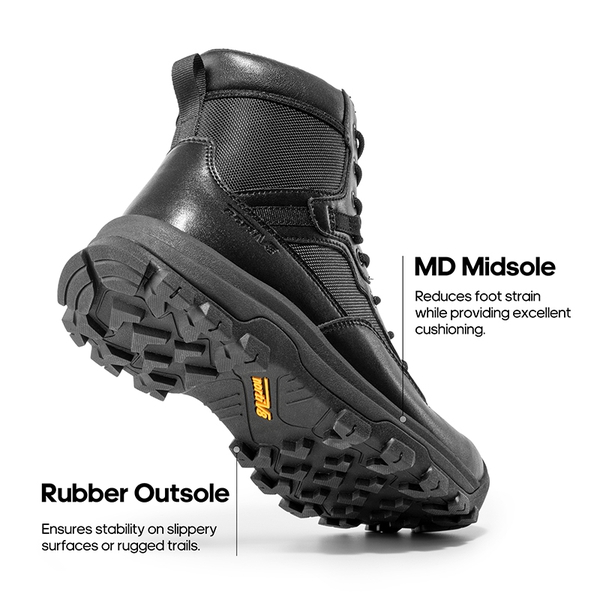 Men's Cap-Toe Waterproof Tactical Work Boots - BLACK - 3